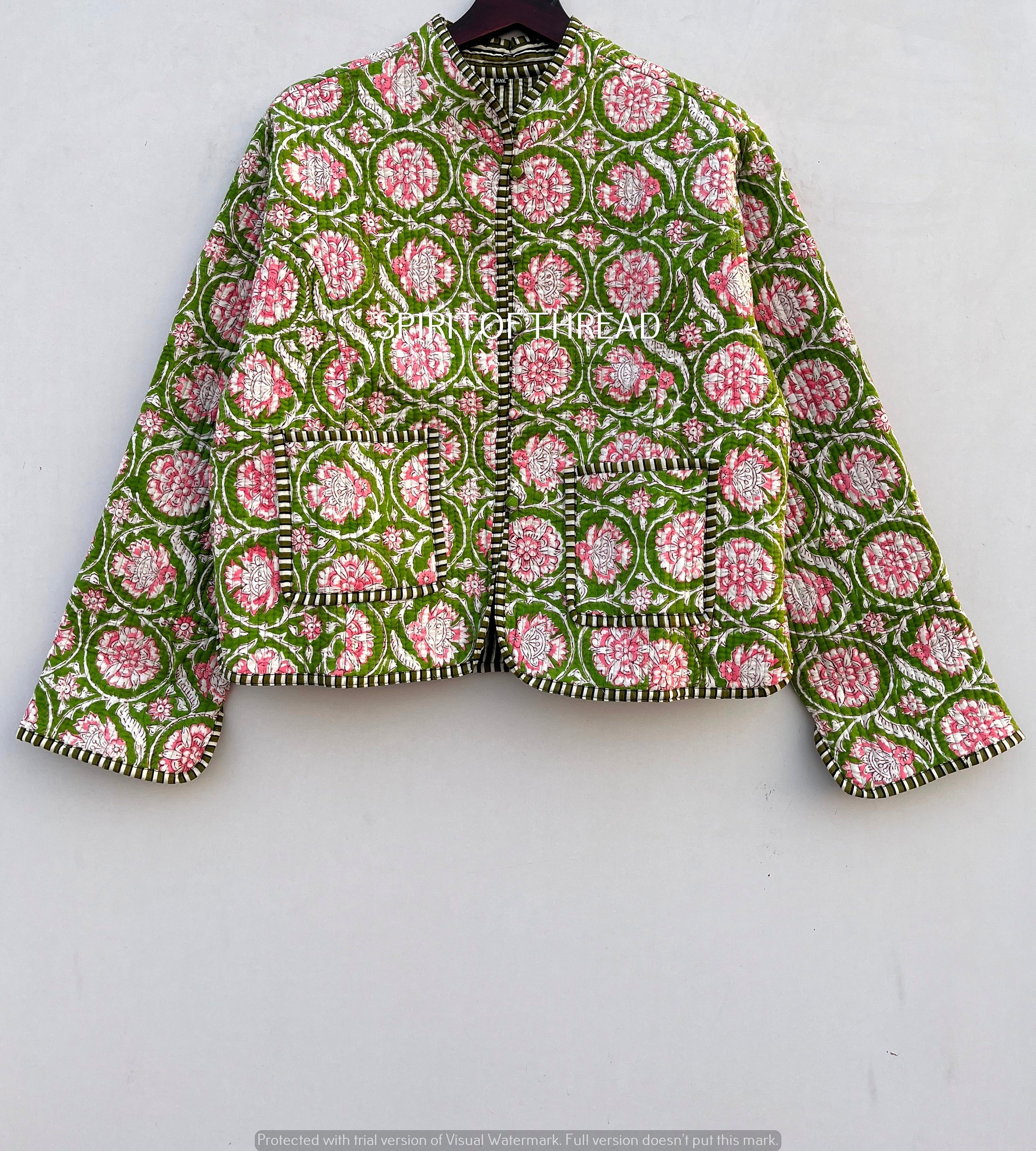 Indian Handmade Cotton Block Printed Fabric Quilted Jackets