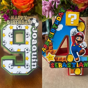 7&quot; 3D letter| Kids Birthday Gifts| Birthday Decor| Theme 3D Letter/Number| Personalized Kids Gifts| Themed Party Decor| Mario Bros 3D Letter