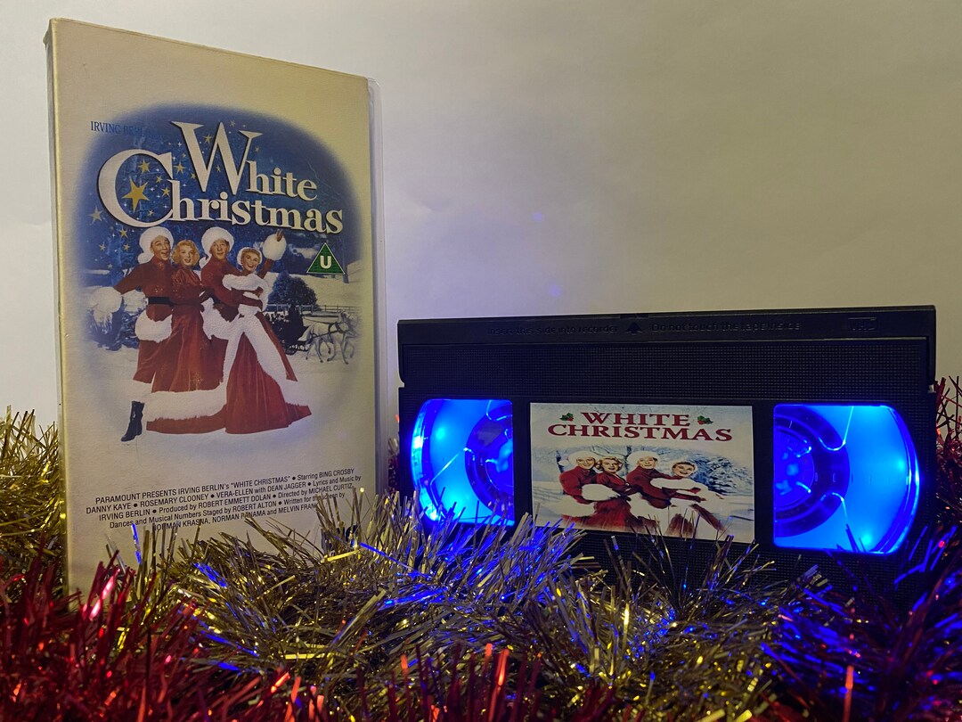 White Christmas VHS Video Lamp, Great Retro Gift for Lovers of