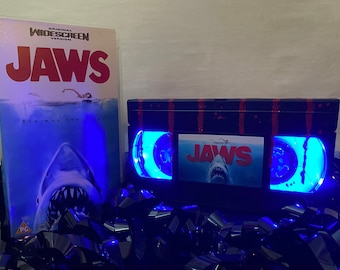 Special Edition Jaws Retro VHS Lamp, 80s Horror Movie Film, a great gift for film lovers & movie buffs