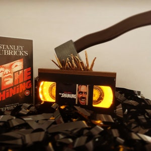 Deluxe The Shining VHS Video Lamp with added axe and split door effect, Horror Film, a great gift for Stephen King Fans, film & movie buffs