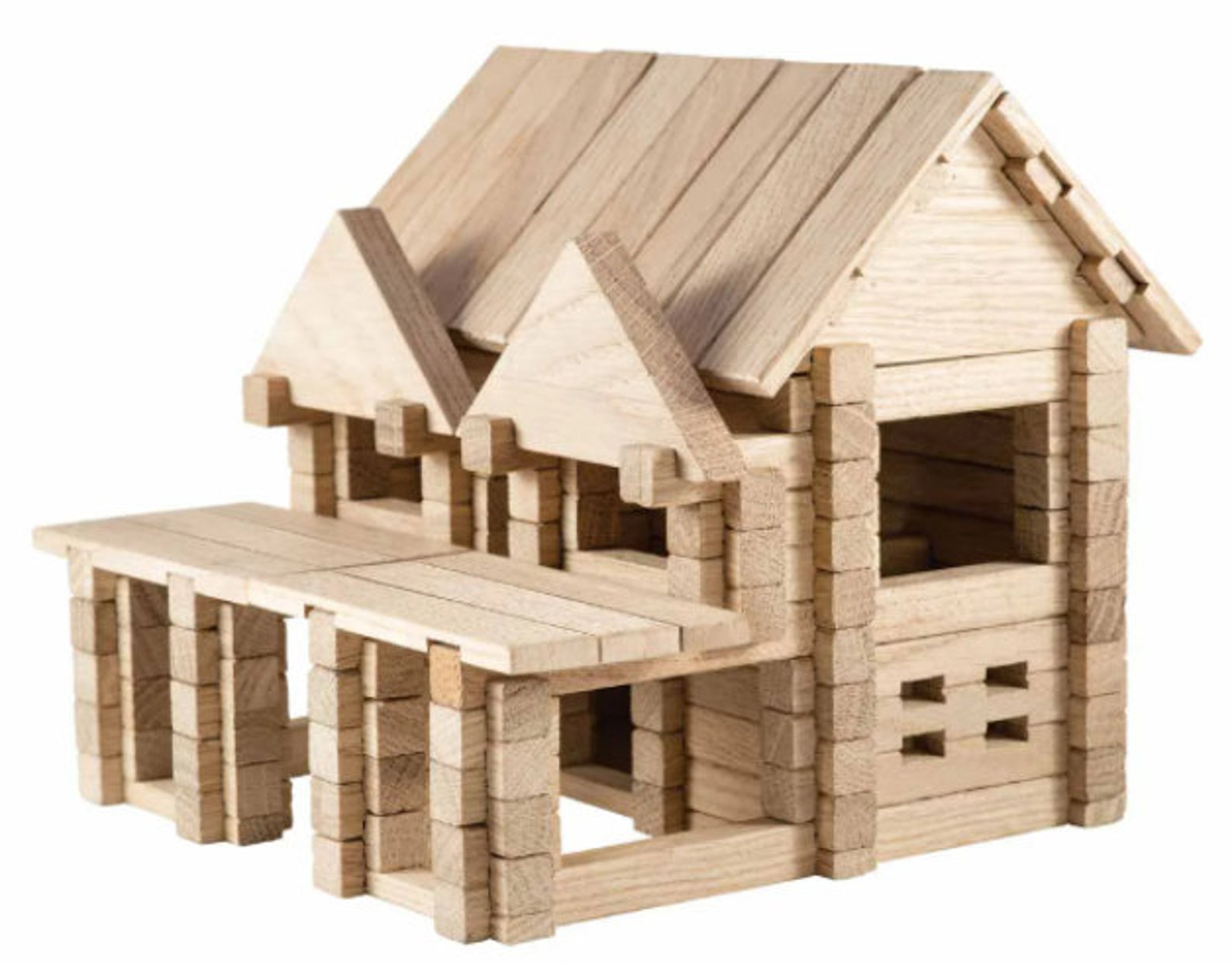 Wooden puzzle house with balcony wooden constructor Etsy