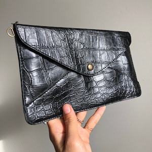 bolso de cartera de embrague de sobre en relieve de cocodrilo