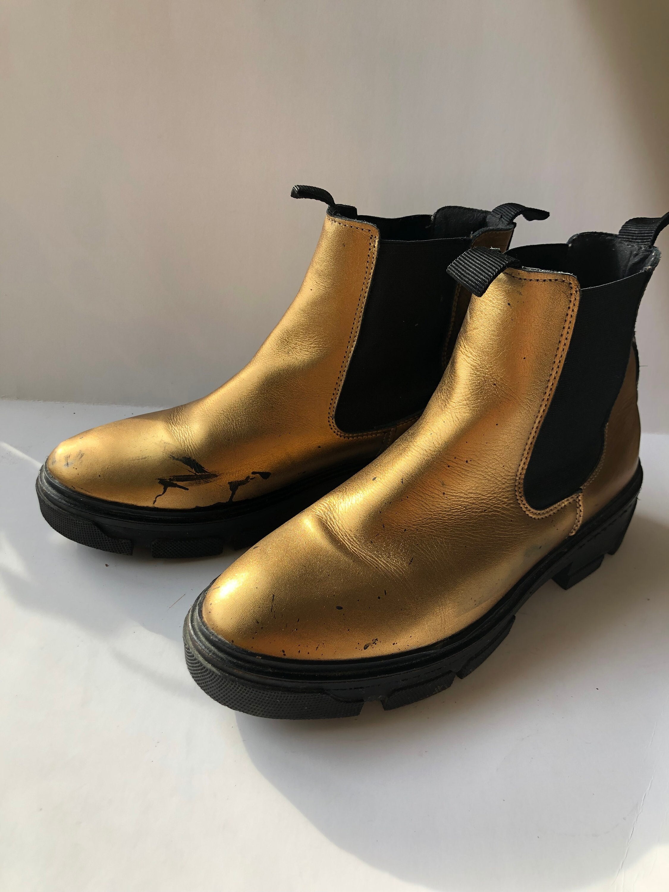 Stranden manuskript kandidatgrad Topshop Golden Metallic Chelsea Boots Leather Upper Size - Etsy