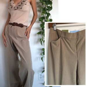 business casual beige trousers, professional pants | rayon-blend, size 10 x 34”