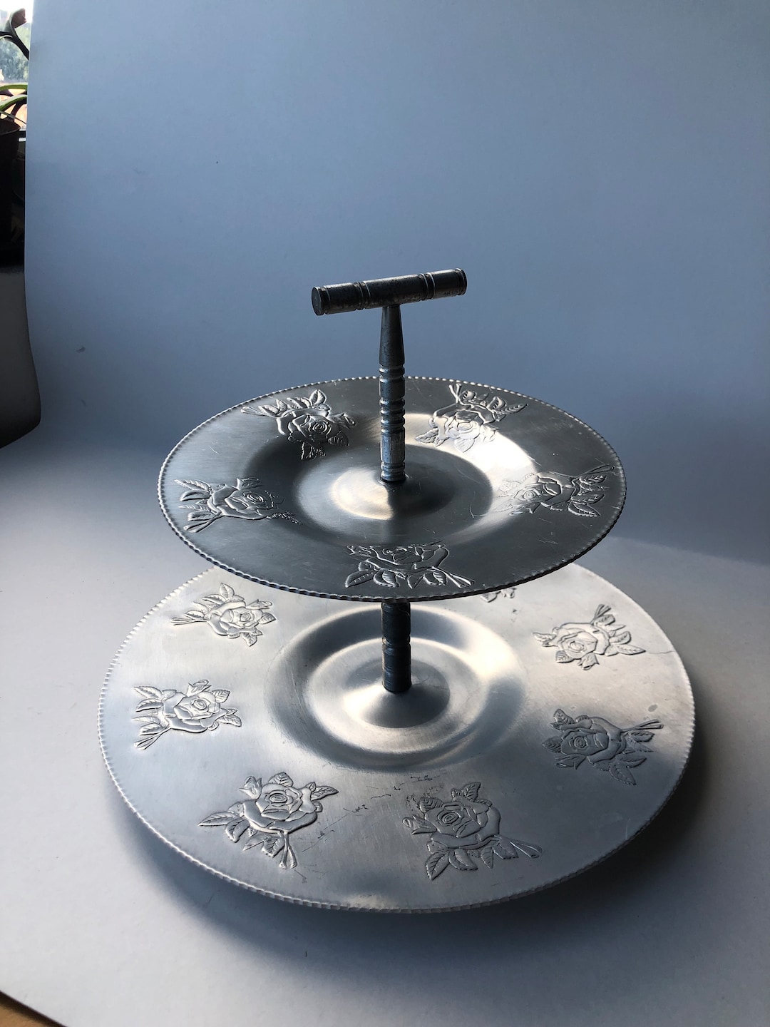 Vintage Twolayered High Tea Serving Plate With Roses Made Etsy