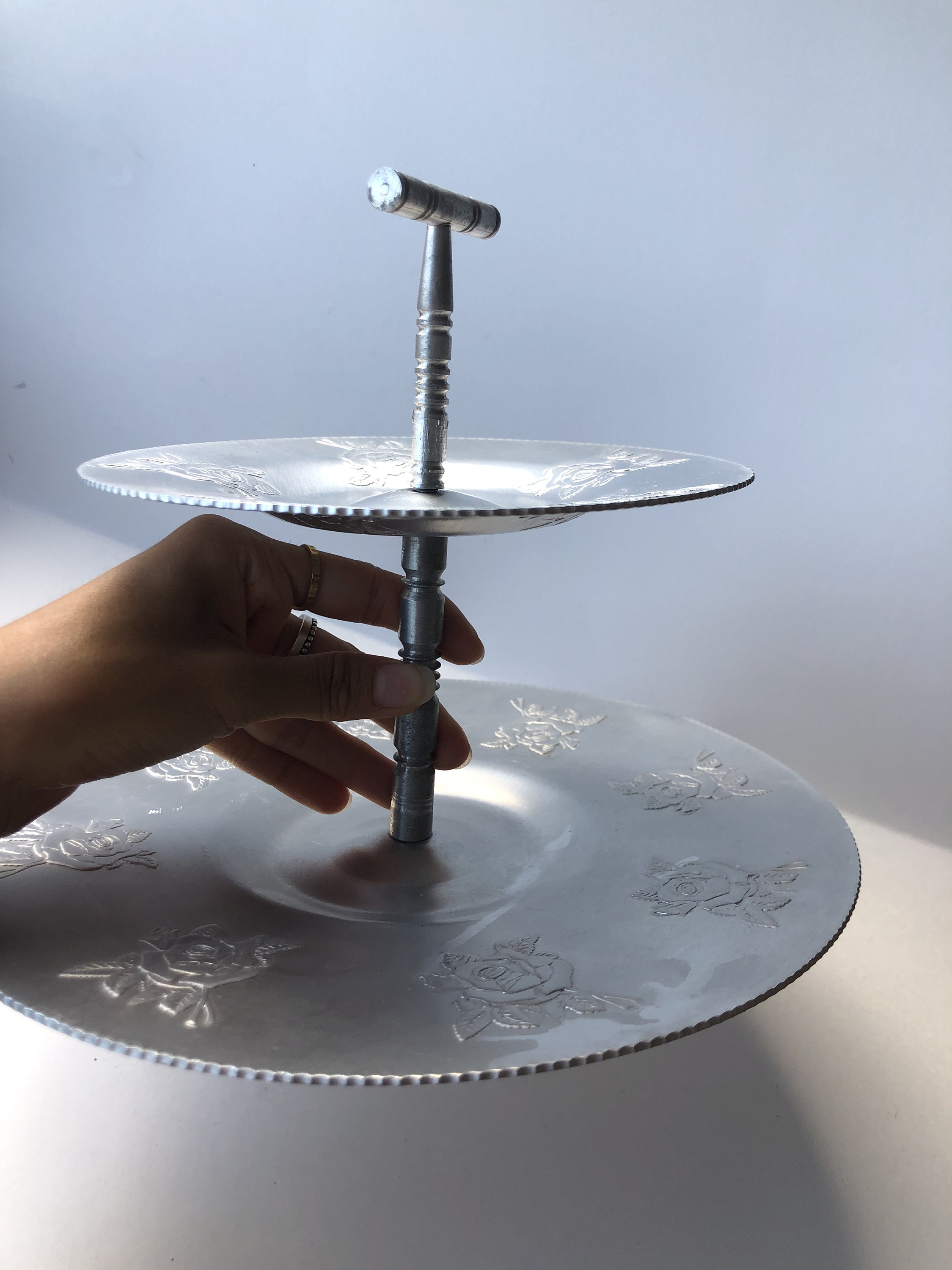 Vintage Twolayered High Tea Serving Plate With Roses Made Etsy