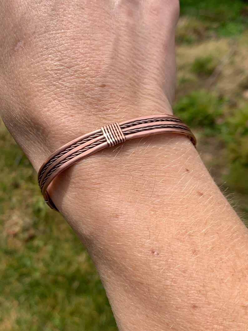 Healing Copper Bracelet, Pure Raw Copper, Antique Copper Base, Hammered Copper, Textured, Pain Management, Arthritis Relief, Unique Gifts afbeelding 3