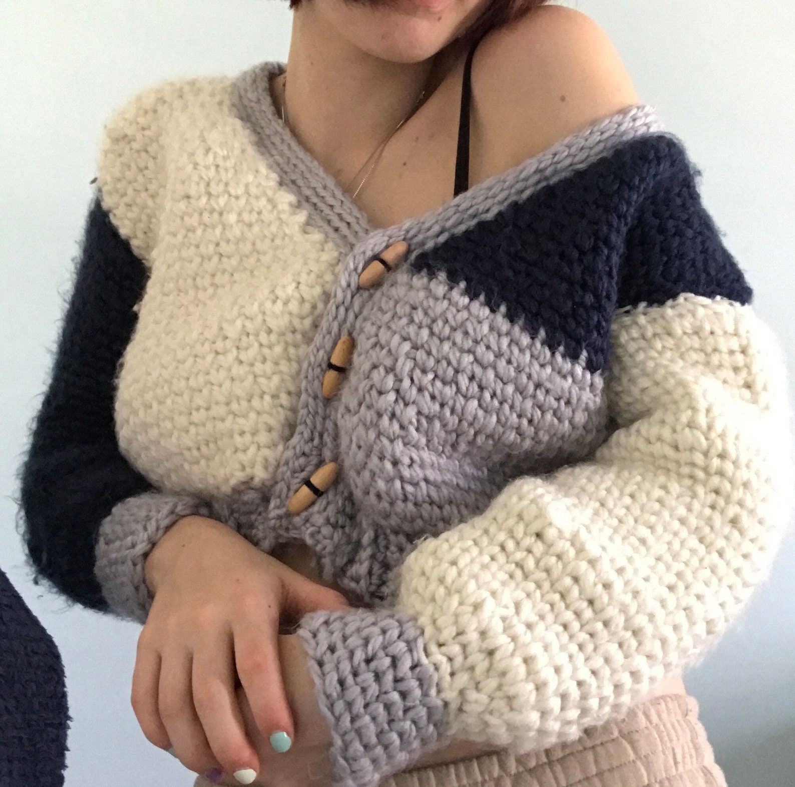 Gorgeous colour block crochet jumper crochet cardigan | Etsy
