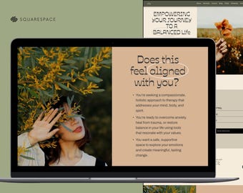 Squarespace Template für Therapeutin, sanftes, feminines Website-Design, Ratgeber, Life Coach, Wellness Business, digitaler Download (7.1 kompatibel)