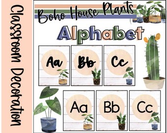 Boho House Plant Alphabet Posters: Classroom Decor (Digital Download)