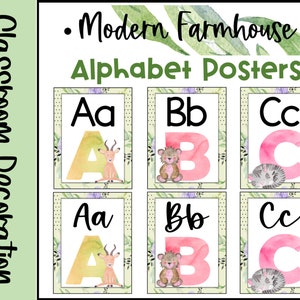 Modern Farmhouse Watercolored Alphabet Posters #1