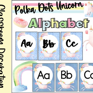 Alphabet Posters, Classroom Decor, Unicorn Alphabet Display, Rainbow Unicorn Classroom Posters
