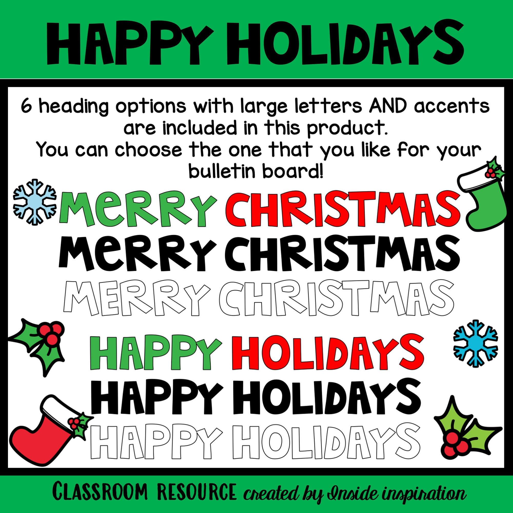 Classic Christmas Classroom Decor Pack 