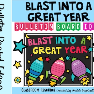 Back to School Blast Into A Great Year Writing Rocket Theme Bulletin Board Kit