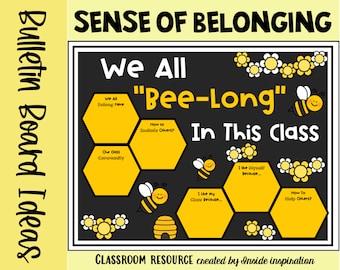 We All &quot;Bee-Long&quot; In This Class Bee-Themed Writing Activity Bulletin Board Idea