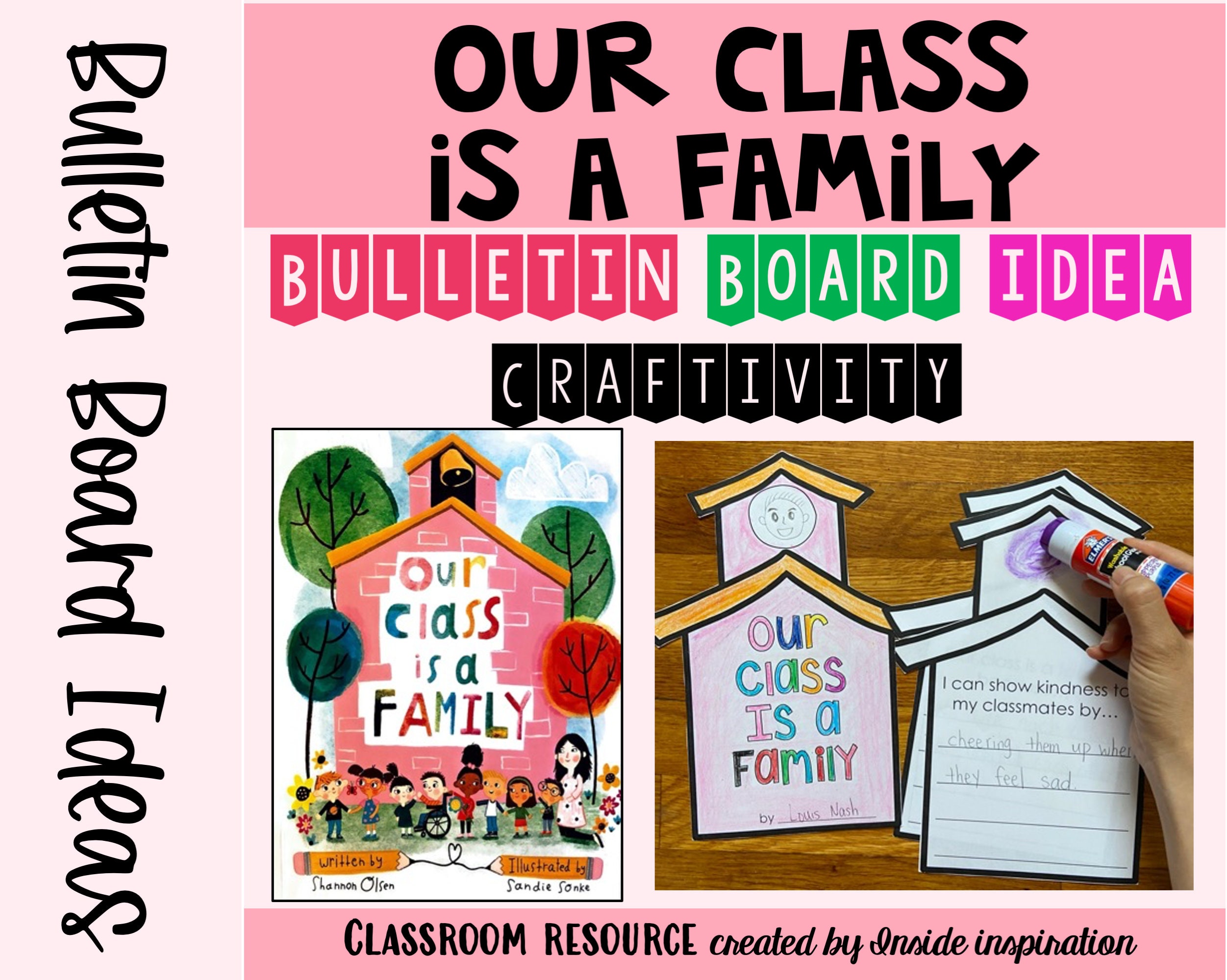 Our Class is a Family Flipbook Craftivity Writing Activity Bulletin Board  Idea 
