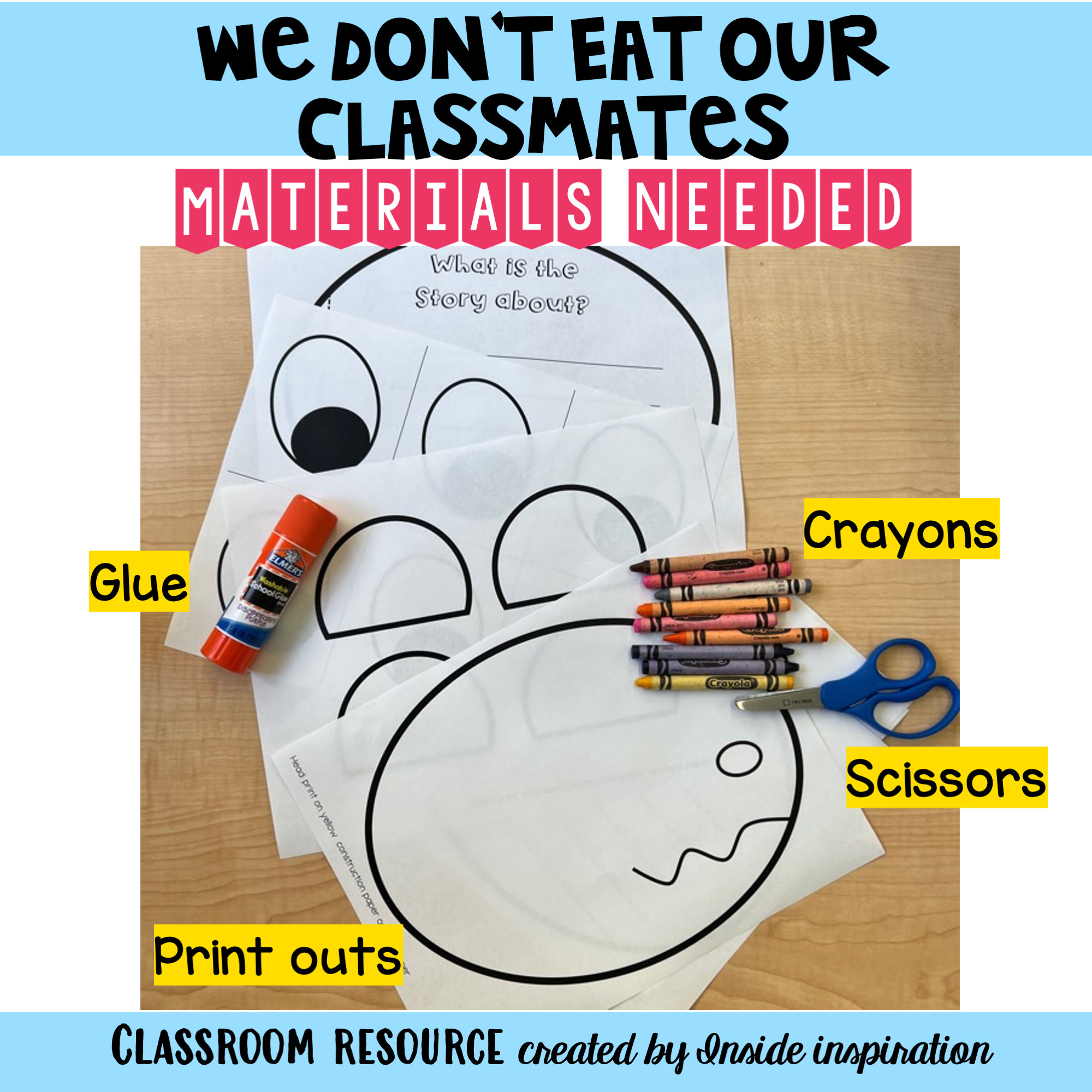 We Don't Eat Our Classmates Craftivity Craft Bulletin Board Idea - Etsy