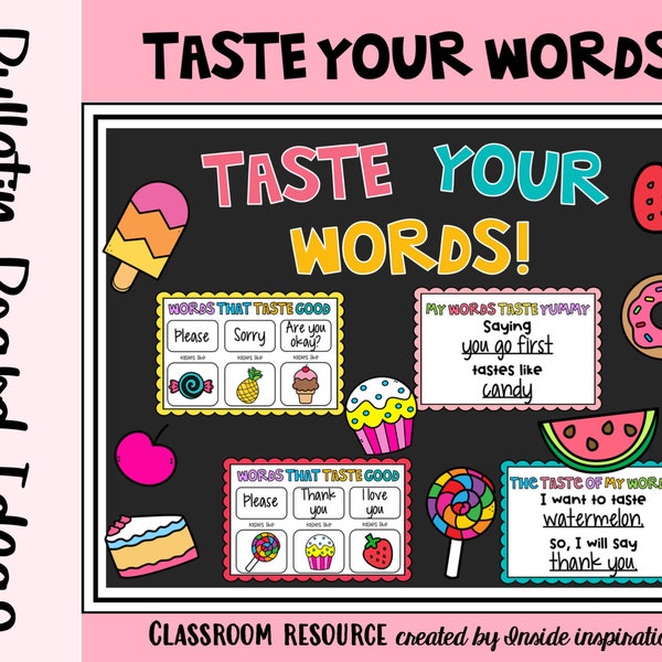 Taste Your Words Kindness SEL Bulletin Board Idea Book Companion