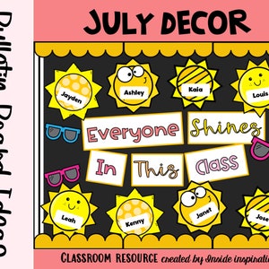 Shining Sun Themed Monthly Classroom Decor Bulletin Board Idea-July