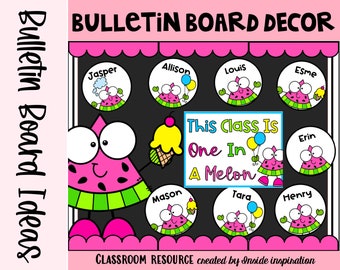 Back to School Bulletin Board This Class Is One In A Melon Door Decor