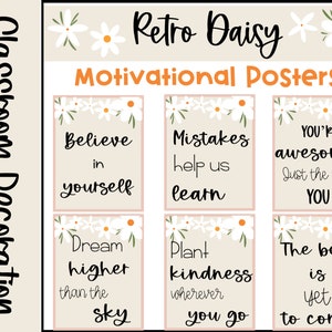 Retro Boho Daisy Themed Motivationsposter Beruhigendes Klassenzimmer Dekor