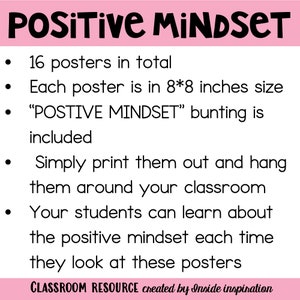 Colorful Positive Mindset Posters Growth Mindset Posters image 3