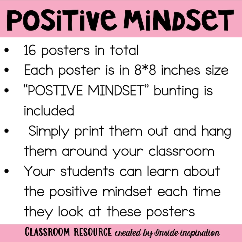 Colorful Positive Mindset Posters Growth Mindset Posters image 3