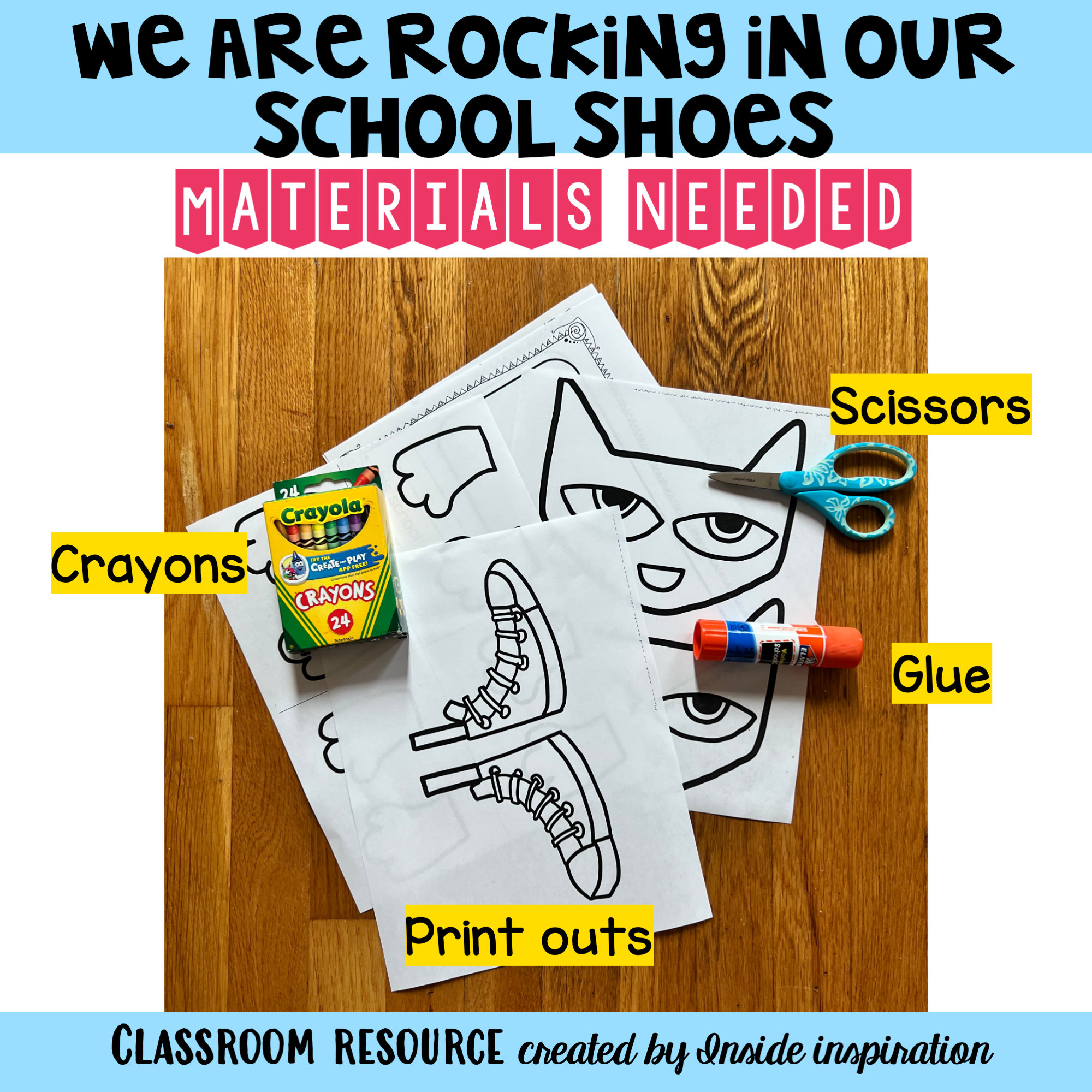 Pete the cat rocking in my school shoes bulletin board