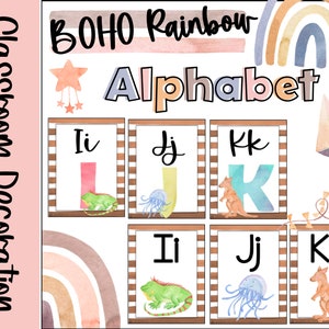 Boho Rainbow Alphabet Posters, Alphabet Posters, Classroom Decor, Boho Rainbow Alphabet