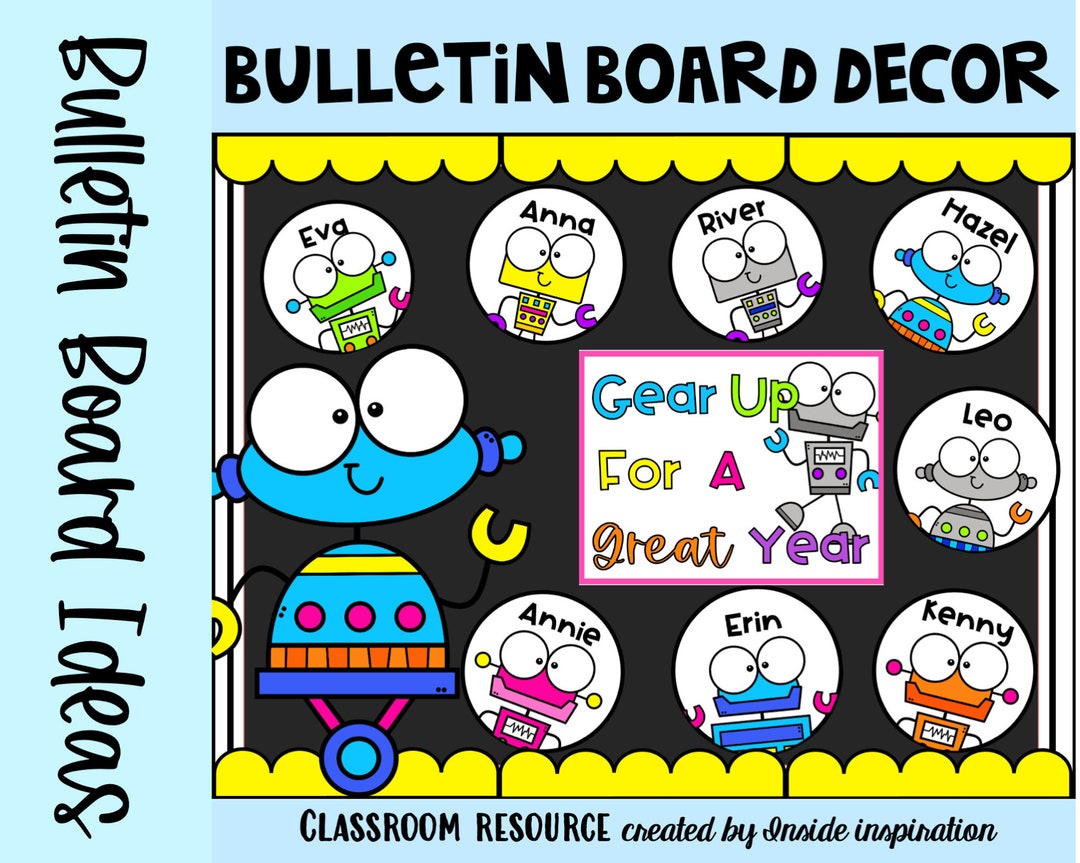 Robot Bulletin Board Decor: Back to School Classroom Door (digital ...