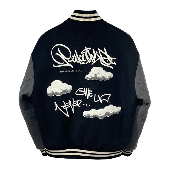 Cloud Embroidery Varsity Jacket |COLLEGE Jacket
