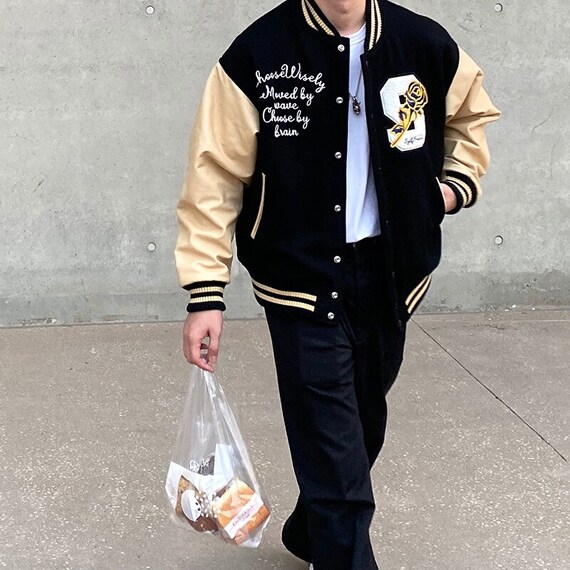 Rose Letter Embroidery Varsity Jacket