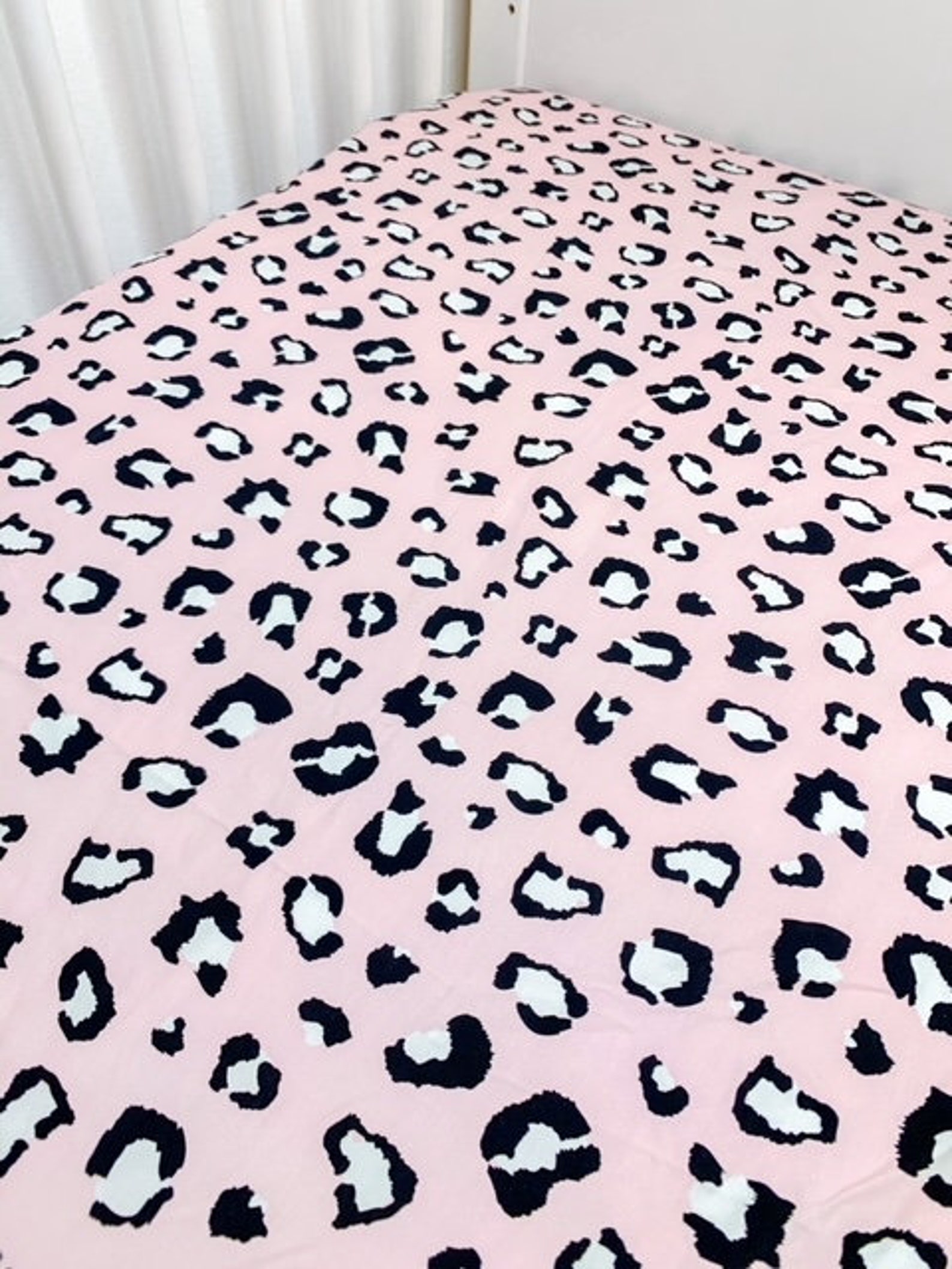 Pink Leopard Print Cot Bed Sheet Leopard Crib Sheet Baby Etsy