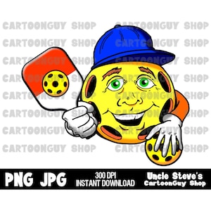 Pickleball Clip Art - Personaje Mr. Pickleball - PNG - JPG - Sublimación - Dibujos animados - Descarga digital.