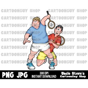 Illustraties tennis - tennissers - heren - racket - png - JPG - sublimatie - tekenfilm - digitale download.