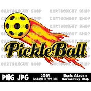 Flaming Pickleball Logo: Shirt Sublimation Design (PNG, JPG Digital Download)