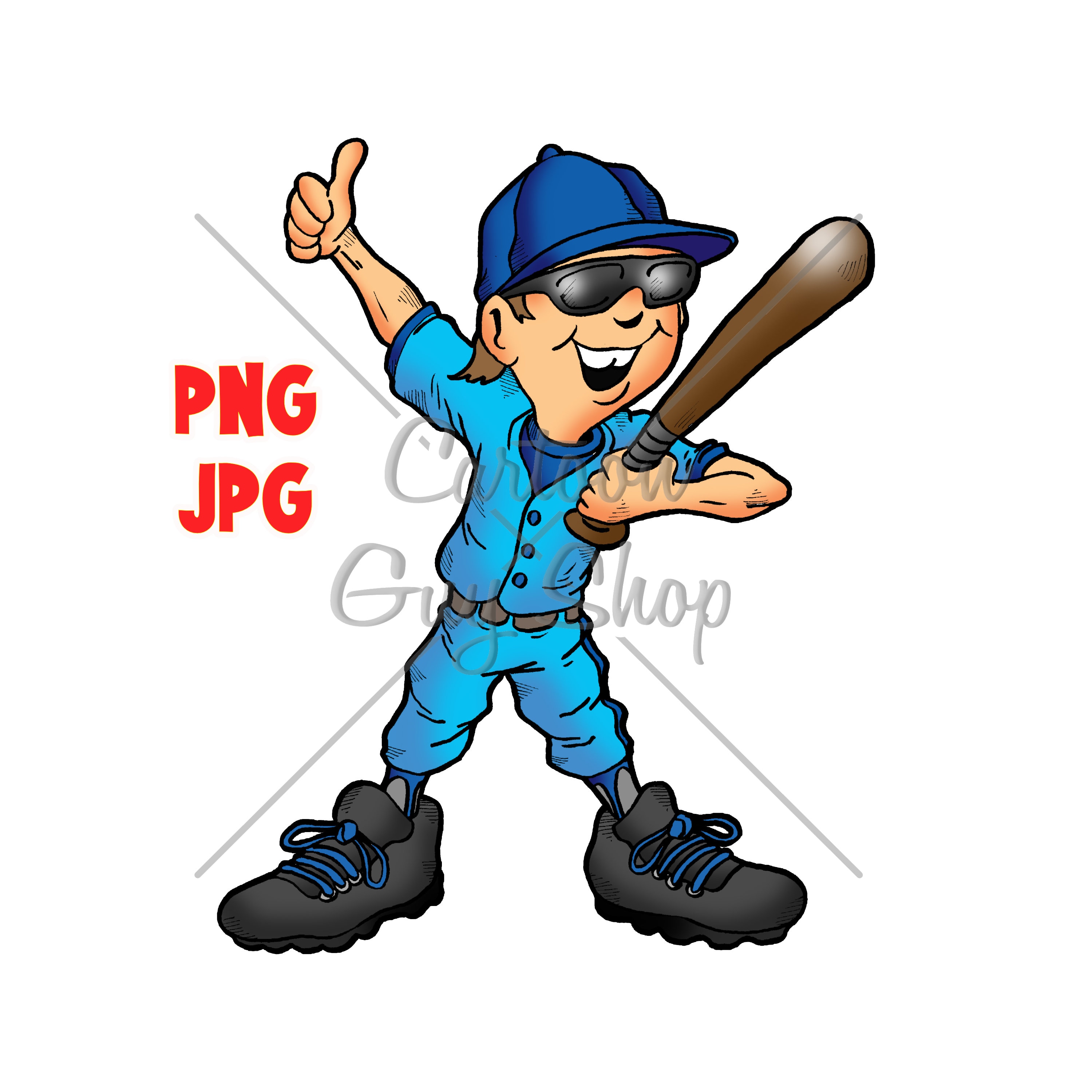 Baseball Clipart Baseball Player PNG JPG Cartoon Etsy