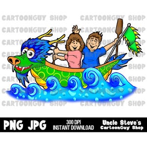 Drachenboot Clip Art - Drachenboot Paar - PNG - JPG - Sublimation - Cartoon - Bild - Symbol - Digital Download.