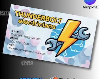 Electrician Business Card Template | Editable Canva Template | Commercial Use.