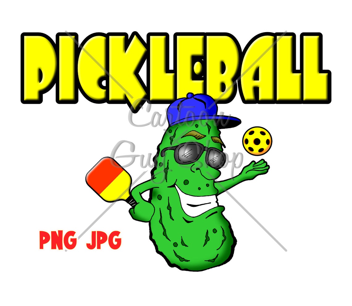 Happy Pickleball Logo PNG JPG Cartoon Pickleball Clipart | Etsy
