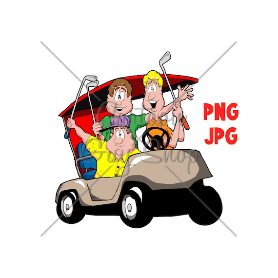 Golf Clipart Golf Cart Men PNG JPG Cartoon Image Etsy Il 570xN.4249274272 17y8