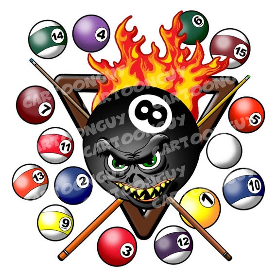 ポール・パルニック cartoon art レプリカ FreeSpirit 新品 Monster 8 Ball Rack Clip Art: Cartoon Billiards (digital Download