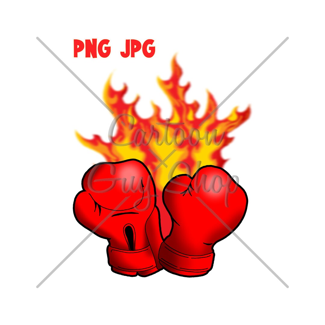 Boxing Clipart Flaming Boxing Gloves Illustration PNG JPG Cartoon Image