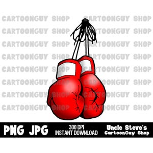 Clip Art de boxeo - Guantes de boxeo colgantes - PNG - JPG - Sublimación - Caricatura - Imagen - Icono - Descarga digital.