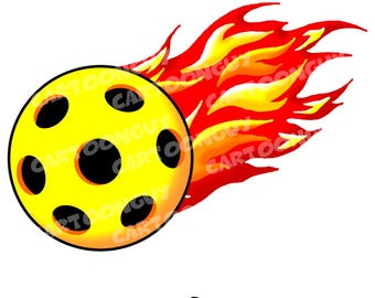Pickleball Clip Art - Flaming Pickleball - PNG - JPG - Digital Download.