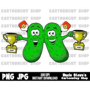 Pickleball Clip Art - Pickleball Champs - PNG - JPG - Sublimation - Cartoon - Image - Icon - Digital Download.