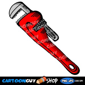 Tool Clip Art - Plumber's Wrench - PNG - JPG - Sublimation - Cartoon - Image - Icon - Digital Download.