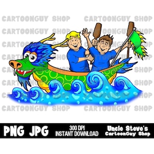 Drachenboot Clip Art - Drachenboot Männer - PNG - JPG - Sublimation - Cartoon - Bild - Symbol - Digital Download.