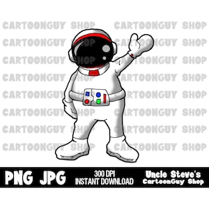 Astronaut Clip Art - Astronaut Waving - PNG - JPG - Sublimation - Cartoon - Digital Download.
